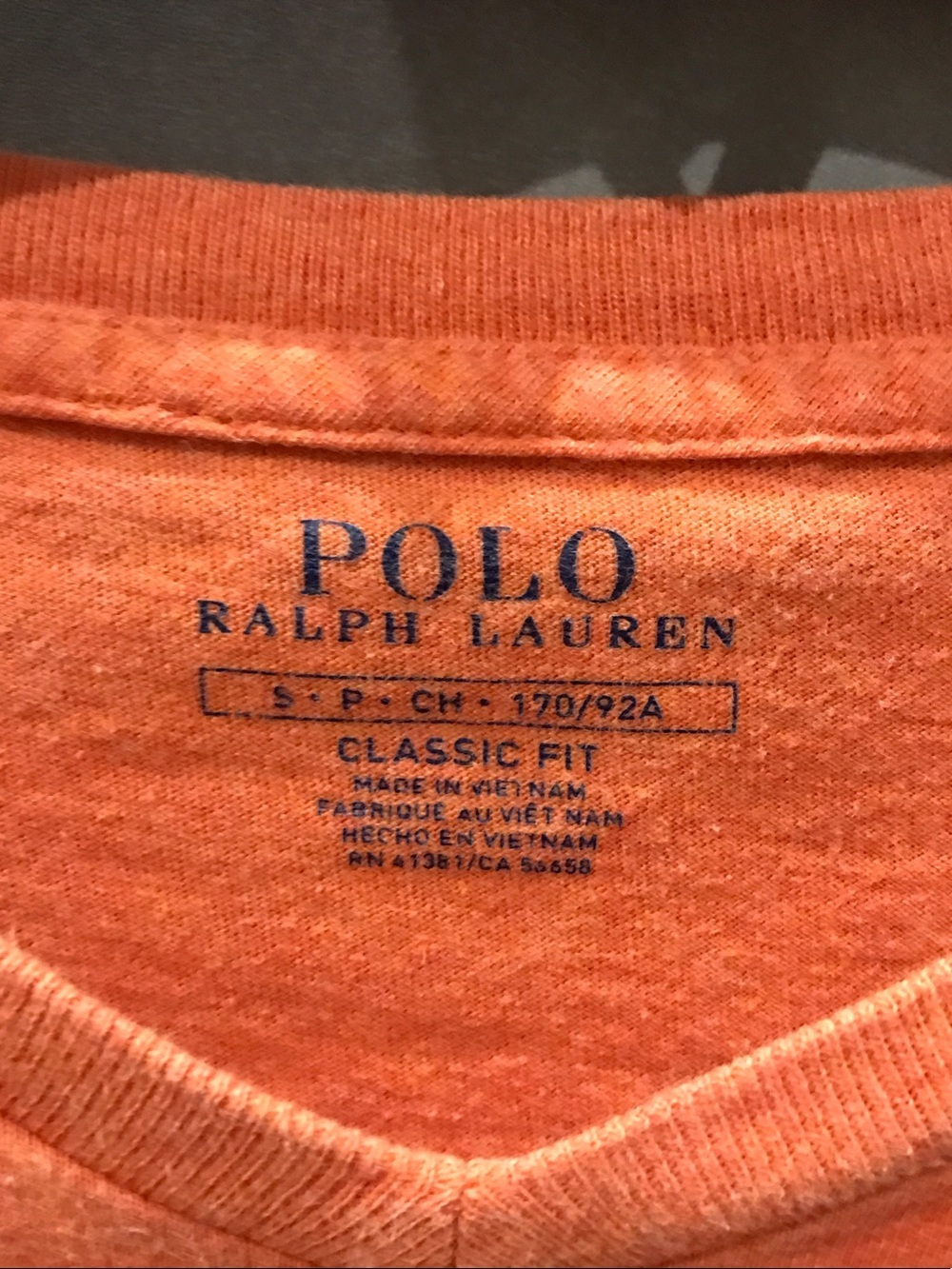 Polo by Ralph Lauren Orange V-Neck Tee with Navy Pony - Picture 2 of 3
